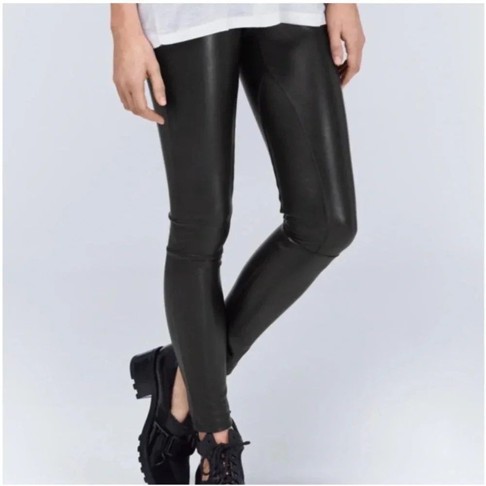 Aritzia Wilfred Free Rebelle Black Vegan Faux Leather  Pants Leggings XS - Picture 2 of 14